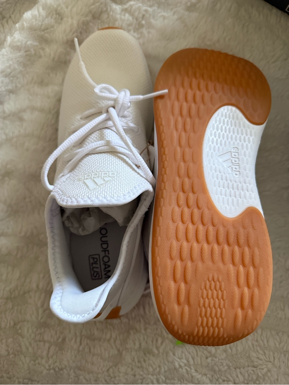 adidas Kids White Sneakers with Orange Gum Outsole